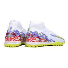 Chuteira Society TF Nike Zoom Mercurial Superfly 10 Academy Branca e Roxa