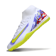 Chuteira Society Nike Zoom Mercurial Superfly 10 Academy TF Branca e Roxa