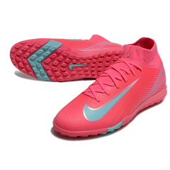 Chuteira Society Nike Zoom Mercurial Superfly 10 Elite TF Rosa e Azul Claro