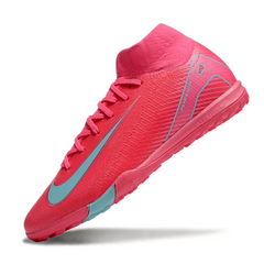 Chuteira Society TF Nike Zoom Mercurial Superfly 10 Elite Rosa e Azul-Clara