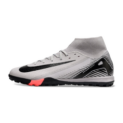 Chuteira Society TF Nike Zoom Mercurial Superfly 10 Academy Cinza e Preta