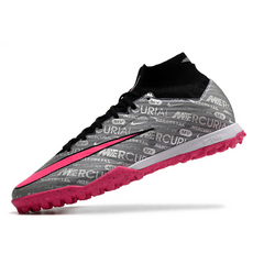 Chuteira Society TF Nike Zoom Mercurial Superfly 9 Elite Cinza e Rosa