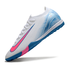 Chuteira Society Nike Zoom Mercurial Vapor 16 Elite TF Branco, Azul Claro e Rosa