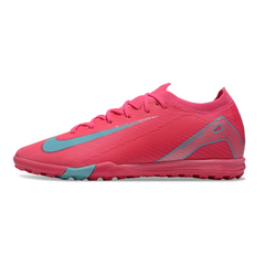 Chuteira Society TF Nike Zoom Mercurial Vapor 16 Elite Rosa e Azul-Clara