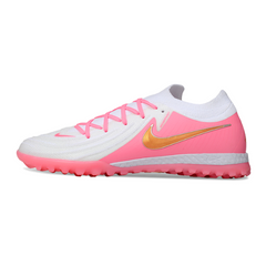Chuteira Society TF Nike Phantom GX2 Elite Branca e Rosa
