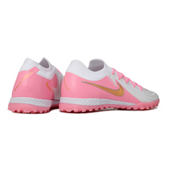 Chuteira Society TF Nike Phantom GX2 Elite Branca e Rosa