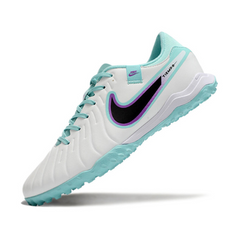 Chuteira Society Nike Tiempo 10 Legend Academy TF Branca e Azul - VENI Futebol