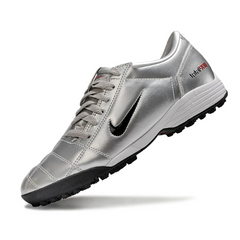 Chuteira Society TF Nike Total 90 III Prateada, Preta e Vermelha