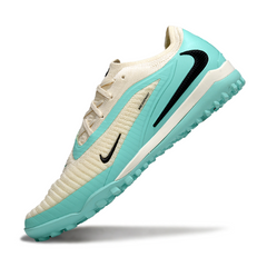 Chuteira Society Nike Phantom 6 Elite TF Branca e Azul Claro