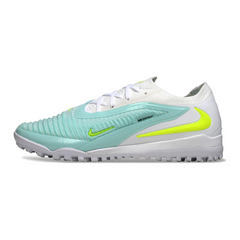 Chuteira Society Nike Phantom 6 Elite TF Branca e Verde Acqua