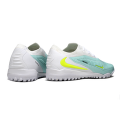 Chuteira Society Nike Phantom 6 Elite TF Branca e Verde Acqua