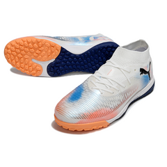 Puma Future 8 TF White, Orange and Light Blue Society Football Boots