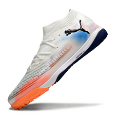 Puma Future 8 TF White, Orange and Light Blue Society Football Boots