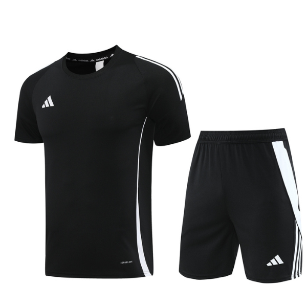 Conjunto Adidas Camiseta Short Preto e Branco VENI Futebol