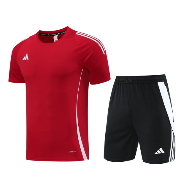 Conjunto Adidas Camiseta + Short Vermelho e Preto - VENI Futebol