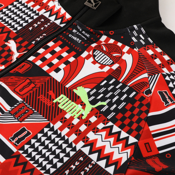 Conjunto de Frio Puma Jaqueta + Calça Preta, Vermelha e Cinza - VENI Futebol