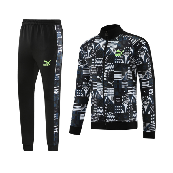 Conjunto de Frio Puma Jaqueta + Calça Preta, Branca e Cinza - VENI Futebol