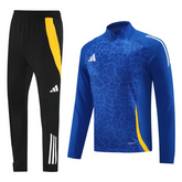 Conjunto de Frio Adidas Azul, Amarelo e Preto com Blusa de 1/4 de Zíper e Calça