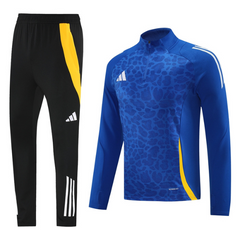 Conjunto de Frio Adidas Azul, Amarelo e Preto com Blusa de 1/4 de Zíper e Calça