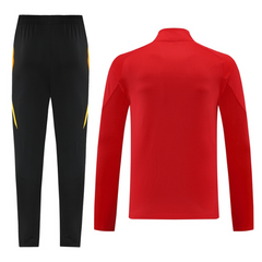 Conjunto de Frio Adidas Vermelho, Amarelo e Preto com Blusa de 1/4 de Zíper e Calça