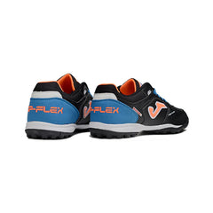 Chuteira Society TF Joma Top Flex Preta Azul e Laranja