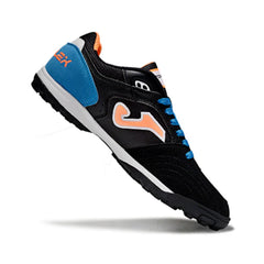 Chuteira Society TF Joma Top Flex Preta Azul e Laranja