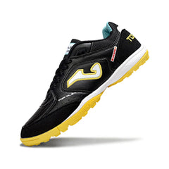 Chuteira Society TF Joma Top Flex Preta e Amarela