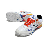 Chuteira Society TF Joma Top Flex Branca, Laranja e Azul