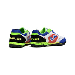 Chuteira Society TF Joma Top Flex Branca, Vermelha, Verde e Rosa