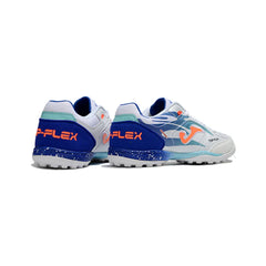 Chuteira Society TF Joma Top Flex Branca e Azul