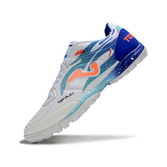 Chuteira Society TF Joma Top Flex Branca e Azul