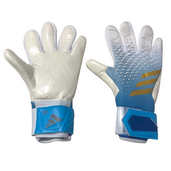Luva de Goleiro Adidas Predator Accuracy League Branca, Azul Claro e Dourado - VENI Futebol