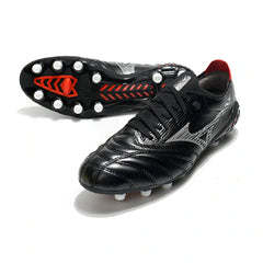 Chuteira Campo FG Mizuno Morelia Neo III Elite Preta, Branca e Vermelha