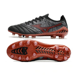 Chuteira Campo FG Mizuno Morelia Neo III Elite Sergio Ramos Preta Cinza e Vermelha