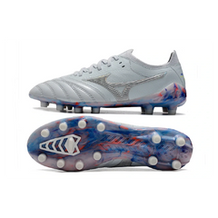 Chuteira Campo FG Mizuno Morelia Neo III Elite Branca Azul and Vermelha