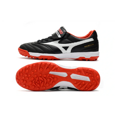 Chuteira Society TF Mizuno Morelia Sala Classic Preta Vermelha e Branca