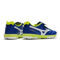 Chuteira Society TF Mizuno Morelia Sala Classic Azul e Branca e Verde