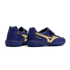 Chuteira Society TF Mizuno Morelia Sala Classic Roxa e Dourada