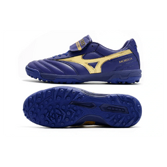Chuteira Society TF Mizuno Morelia Sala Classic Roxa e Dourada