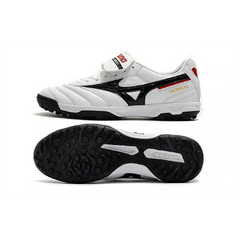 Chuteira Society TF Mizuno Morelia Sala Classic Branca, Preta e Vermelha