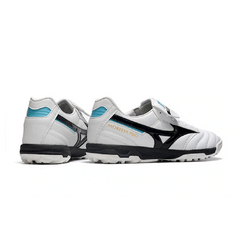 Chuteira Society TF Mizuno Morelia Sala Classic Branca, Preta e Azul