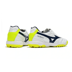 Chuteira Society TF Mizuno Morelia Sala Classic Branca, Verde e Azul