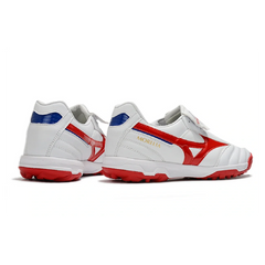 Chuteira Society TF Mizuno Morelia Sala Classic Branca, Vermelha e Preta