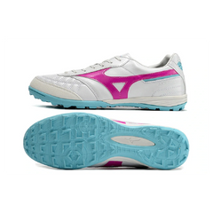 Chuteira Society TF Mizuno Morelia Sala Branca, Rosa e Azul