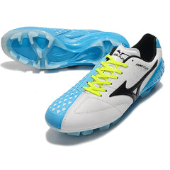 Chuteira Campo FG Mizuno Wave Ignitus 4 Branca e Azul