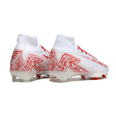 Chuteira Campo FG Nike Mercurial Superfly 10 Elite Branca e Vermelha Floral Infantil