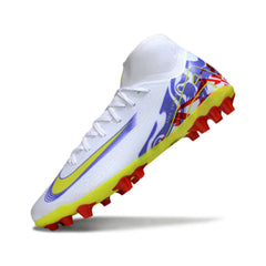 Chuteira Campo Sintético AG Nike Air Zoom Mercurial Superfly 10 Academy Branca, Roxa e Vermelha