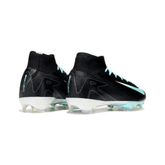 Chuteira Campo FG Nike Air Zoom Mercurial Superfly 10 Elite Preta, Branca e Azul-Clara Infantil