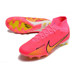 Chuteira Campo Sintético AG Nike Air Zoom Mercurial Superfly 9 Elite Rosa e Amarela