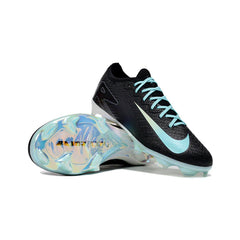Chuteira Campo FG Nike Air Zoom Mercurial Vapor 16 Elite Preta, Branca e Azul-Clara Infantil